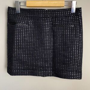 GAP Women's Checkered Textured Mini Black‎ Skirt Size 0